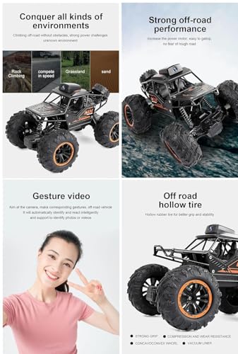 Image of RC Car Remote Control Car with 720P HD FPV Camera, 1 /18 Scale Off-Road Remote Control Truck Gravity Sensor Rc Truck, High Speed Monster Trucks for Kids (Black- RC Camera car)