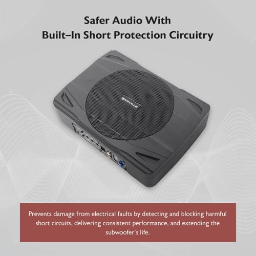 Image of Rockville SS8P 8 inch Slim Under-Seat Powered Car /Truck Subwoofer | 400W Peak, 100W RMS, Active Sub, High & Low Level Inputs, Auto Turn-On, Bass Knob, Cast Aluminum Enclosure