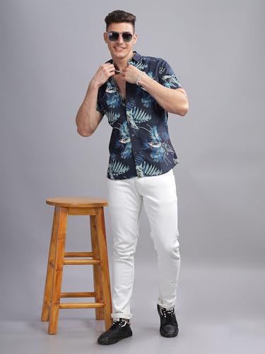 Image of MODERN ELEGANCE Men Slim Fit Navy Small Liberty Floral Printed Casual Shirt