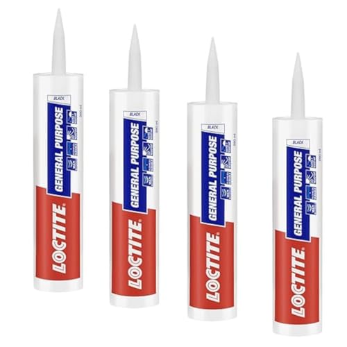 Image of Loctite General Purpose GP silicone sealant, Indoor and outdoor use, Waterproofing for floor, walls, roof, silicone adhesive, tiles grout, bathroom, kitchen use, Black, 260ml x Pack of 4