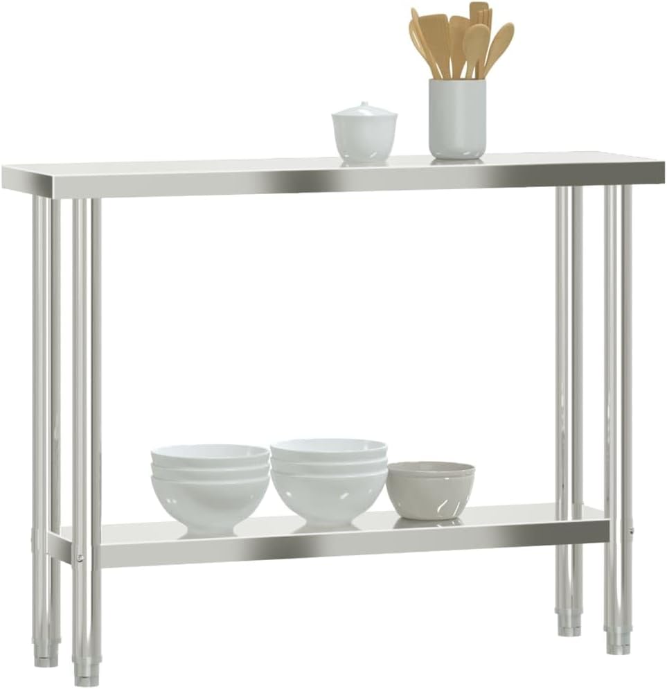 YAFF Kitchen Work Table 43.3"x11.8"x33.5" Stainless Steel,Food Service-376452