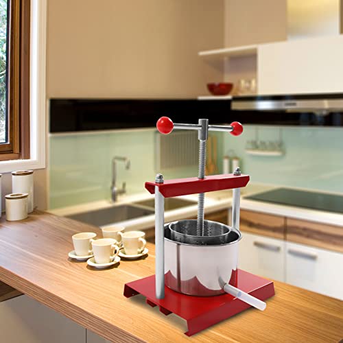 Large Capacity 3L Fruit Wine Press Cheese Herbs, Cheese Tincture Herb Fruit Wine Manual Press Power Ball Handle-Stainless Steel & Iron, Olive Oil Pressing Stainless