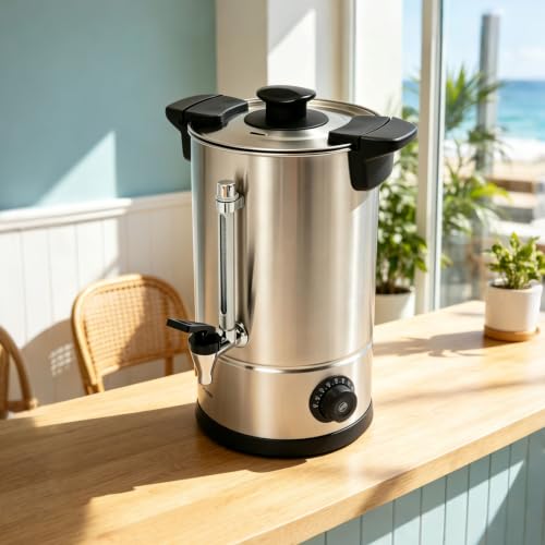Image of 3.8 Gallon Electric Hot Water Dispenser, 950W Stainless Steel Commercial Water Boiler and Warmer, 110V Temp Adjustable Tabletop Tea Coffee Urn for Parties (3.8Gal Sliver)