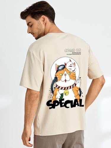 Image of CHKOKKO Mens Polyester Stylish Oversized T Shirt for Daily & Casual Wear Printed Design with Drop Shoulder & Half Sleeves