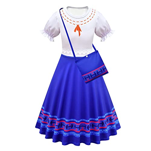 CKCKTZ Vestido de princesa para niñas, disfraz de dibujos animados, falda para niños, vestido de flores de mariposa, con bolsa, disfraz de fiesta, Blue01., 5-6 Años Cover