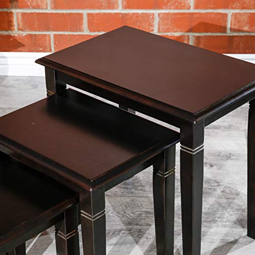 Dty Golden 3-Piece Nesting Tables Indoor Living Furniture Collection - Espresso #TOP4