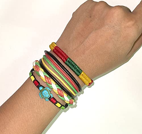 LAVIP Leather Rasta plaided Hippie Braid Bracelet Wax Cord Hemp Handmade Reggae Jamaican Hawaiien Style Adjustable - Image 4