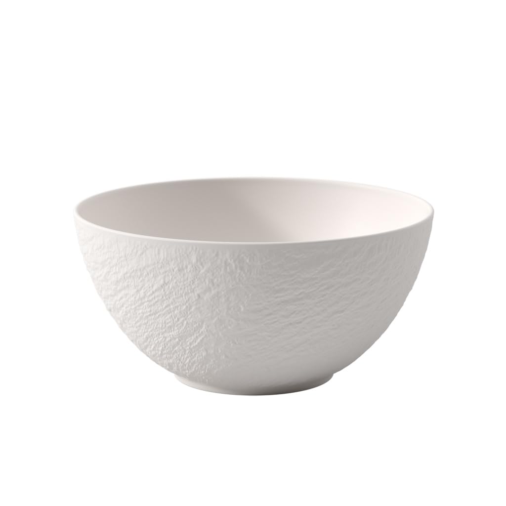 Villeroy & Boch - Manufacture Rock Blanc Salatschüssel Weiß, Spülmaschinenfest, Mikrowellensicher, Mattes Design, Schieferoptik, Schüssel für Salate und Bowls, Servierschüssel, Premium Porzellan