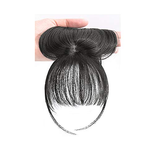 XIAOYAOJING 3D Large Hair Bangs Clip 100 Natural Human Faux Bangs Clip on Bangs for Daily Wear Lightly Curved(dark brown)