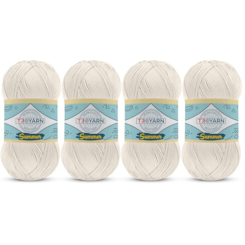 Image of Yarn for Crocheting & Knitting - 4 Skeins (4x383 Yds) (105062 - Light Cream) Crochet Yarn - 100% Microfiber Acrylic Yarn - Knitting Yarn for Craft Projects