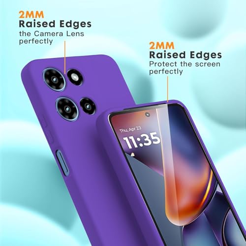 Image of DIZORO Microfiber Candy Case for Motorola Edge 60 Pro 5G Smooth Touch Cushion Liquid Soft Silicone Gel Rubber Phone Cases Non-Slip Full Body Protective Shockproof Back Cover - Violet