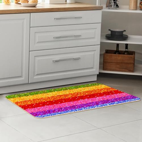 Alfombrillas de cocina VAPOKF arcoíris antideslizantes para el hogar 7