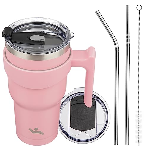 Image of Konokyo 30 oz Tumbler with Handle and Straw, Insulated Travel Mug