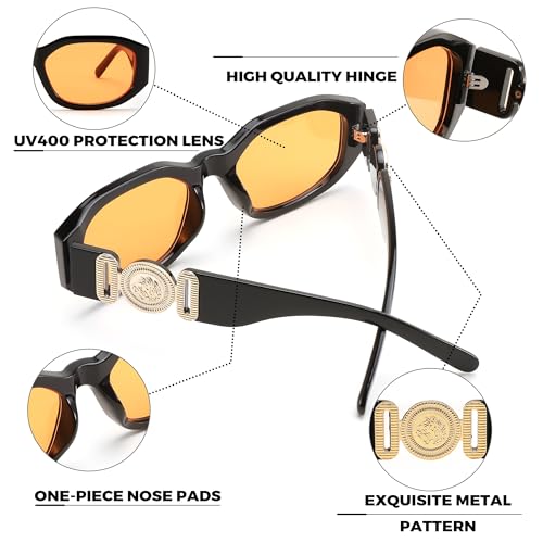 Image of FEISEDY Retro Trendy Rectangle Sunglasses Women Men Narrow Shades B2322 | |Vintage Shades |UV400 Protection |Blocks Glare |Women & Men |Comes With A Storage Case