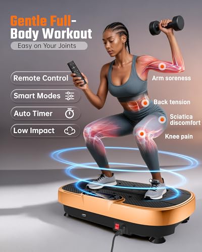 Image of Renoj Vibration Plate Exercise Machine, 3D Whole Body Vibration Platform for Lymphatic Drainage and Muscle Recovery, 455-lb Capacity Fitness Machine with Bluetooth Speaker and LED Display for Home Gym