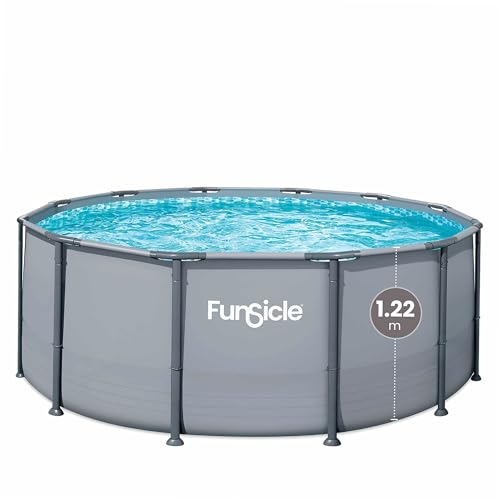 FUNSICLE Piscine Tubulaire Ronde Grise Ø3,66m x h1,22m