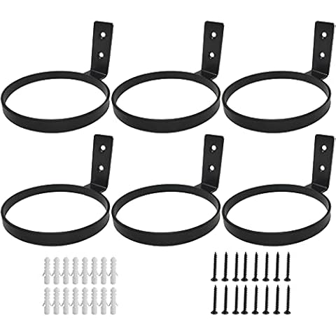 Kunzye Plant Holder Ring 6 inch Wall Mounted Metal 6 Pack Hanging Plant Stand,Plant Hangers Outdoor for Flower Plant Herb Cover
