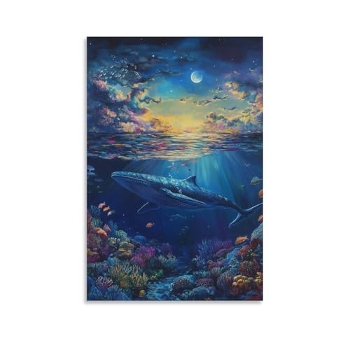 Pinturas murales de ballena con impresion en lienzo de alta definicion