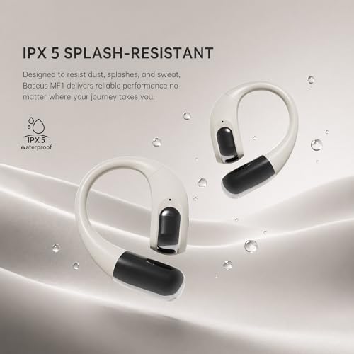 PDSKEPZ Open Ear Earbuds, IPX4 Waterproof Running Headphones for Gym Beige, Bluetooth 5.4 Wireless Earphones, 48H Playtime, Lightweight Earbuds with Ear Hooks - image 5