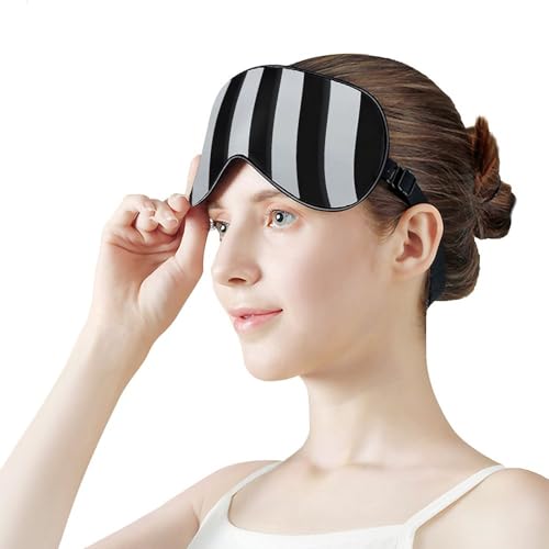 Masque de sommeil respirant en tissu doux à rayures noires et blanches chic - 7