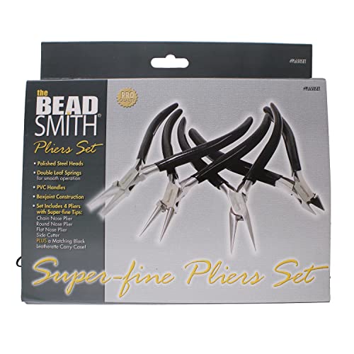 The Beadsmith Slim Line Pliers Set, Extra Fine Tips, 4.5 Inches, 4-Pieces: Round Nose, Chain Nose - Image 2