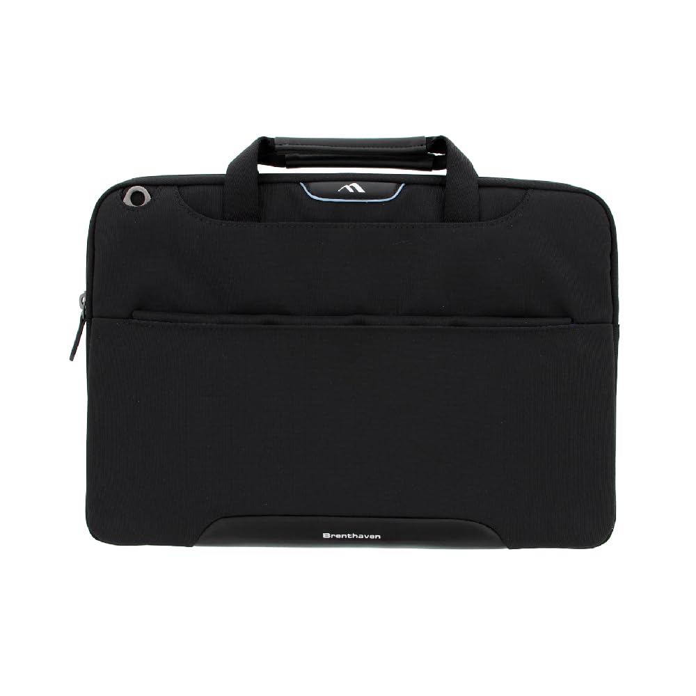 Brenthaven Elliot Carry Case Protective Bag with Pocket Fits 14 inch MacBook Laptop Chromebook Tablet - Durable, Fully Padded and Lightweight for Professionals, Office, Commercial and Business - Black