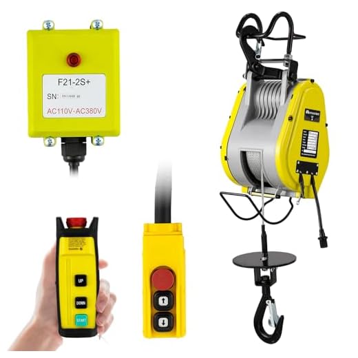 Mxmoonant Paranco elettrico 260 kg 30 m con motore brushless, 18 m/min, telecomando senza fili e telecomando via cavo, meccanismo di frenatura a doppia sicurezza leggero e stabile