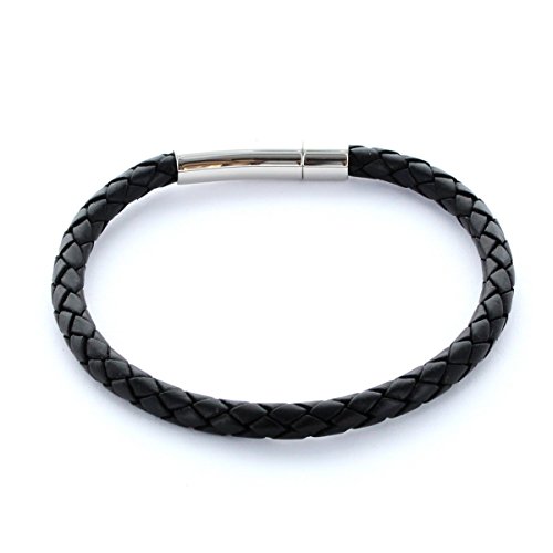 Preisvergleich Produktbild area17 Lederarmband schwarz, Hebeldruckverschluss - mit Wunsch Gravur - Maßanfertigung