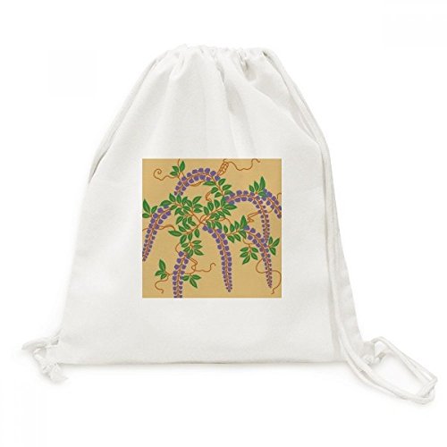 Toile peinture culture japonaise fleur pourpre sac à dos cordon finitions de qualité
