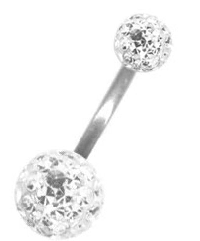 Drops Karisma Bauchnabel Piercing Mit Kristall Elements 5/10mm XL Kugel Beschichtet- Weiss.8mm