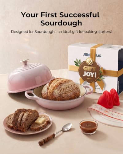 Image of 5QT Enameled Cast Iron Sourdough Bread Oven for Homemade, Pink