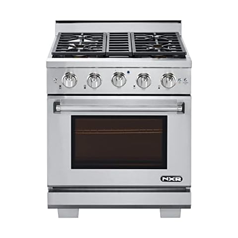 NXR Culinary Series 30 Inch Professional Dual Fuel Range with 4 German Tower Dual Flow Burners, Bake Mode, Convection Mode, Broil Mode, and Full-Extension Adjustable Glide Racks: Natural Gas Cover