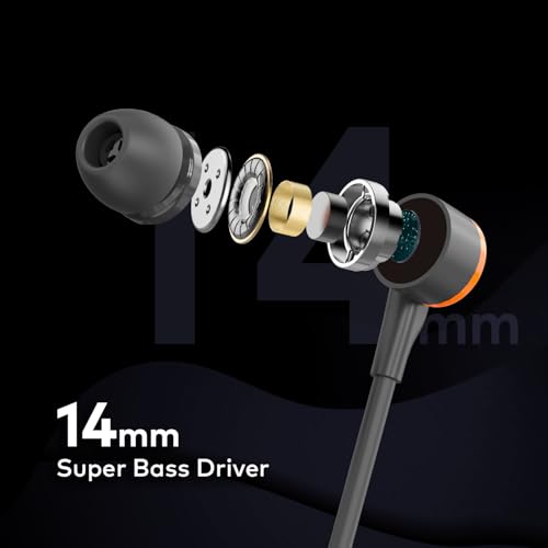 Image of Itel L20 Pro in Ear Wired Headphones | 14Mm Super Bass Driver | Built-in Music & Call Control | in-Line Microphone | 1.2M Cable Length | Black