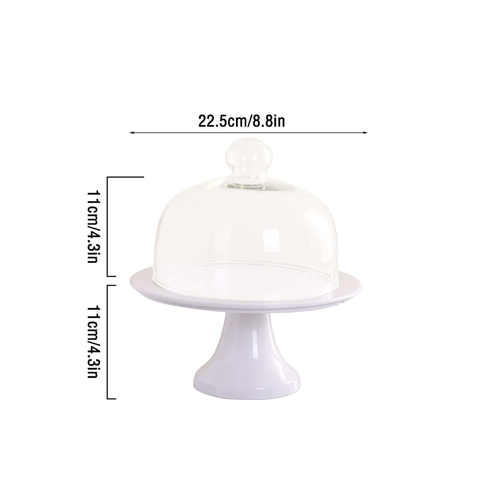 Bandejas para Tartas Soporte de pastel de cerámica con cubierta de vidrio blanco Tarta Talla Table Tabla Multiuso Tarde Tela Torta Pantalla Soporte Soporte Boda Pastelería Bandeja Soporte para Cupcake