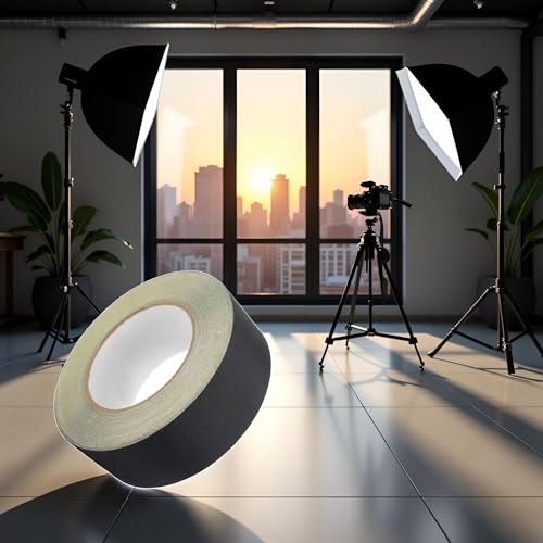 Image of Jinshining Gaffer Tape Black 1 inch X 30 Yards, Heavy Duct Matte Finish Gaff Tape, Non Reflective, Waterproof, No Residue, Tear by Hand for Photography, Filming Backdrop, Production，Adhesive Tapes