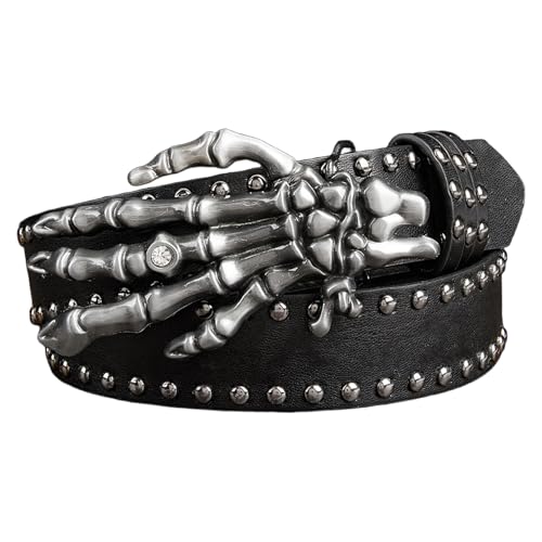 Punk PU Leather Belt Gothic Skull Head Buckle Waist Strap, Skeleton Head Waistbands, Decor Waist Belts