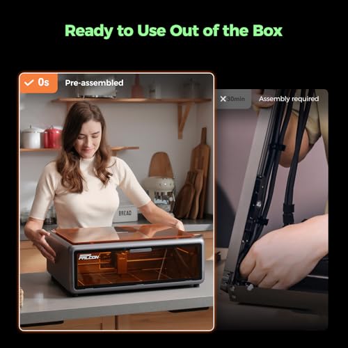 Creality Falcon A1 10W Laser Engraver, 80W Powerful Output, Fully Enclosed, 600mm/s Speed, HD Camera Auto Positioning, Pre-Assembled&Smart Material Recognition, Ideal for Wood & Metal, Class 1 Safety