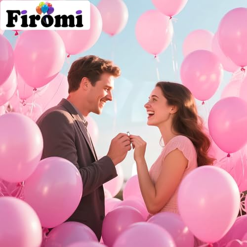 Image of Firomi Pearl Light Pink Balloons 12-inch 100 Pack (with 3 Ribbons)