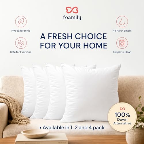 Image of Foamily Couch Pillows Inserts 26x26 Premium Decorative Pillows for Couch, Bed & Living Room, Soft Fluffy Throw Pillow Inserts for Home Decor