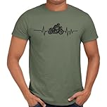 Getting Shirty Motorbike Heartbeat (Bike, Biker) Men's/Unisex T-Shirt (as8, Alpha, m, Regular, Regular, Green)