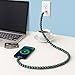 MyfavoriteK Cute Beaded Phone Charger Metallic Colors USB Cable iPhone 2-in-1 USB-C and iPhone Charging Cable Colorful 3.3ft Cord for Smartphones (Charcoal)