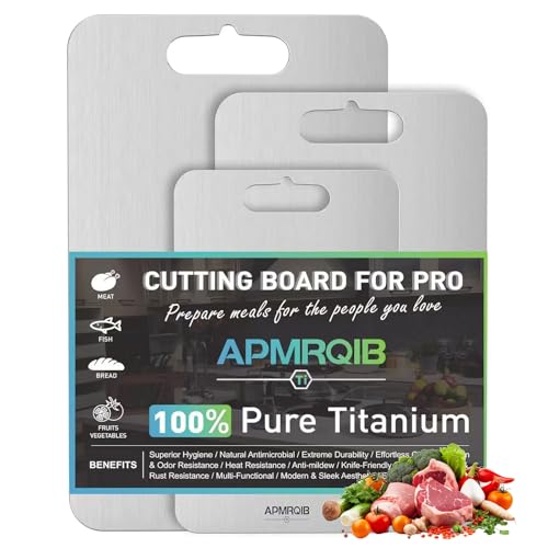 APMRQIB Titanium Cutting Boards for Kitchen,100% Pure Titanium Cutting Board Set of 3, Double Sided...