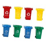 SOPOTUTU 8 piezas Mini Botes de Basura de Plástico para Tapa Deslizante Educativos para Clasificación de Residuos Compactos y Coloridos para Infantil