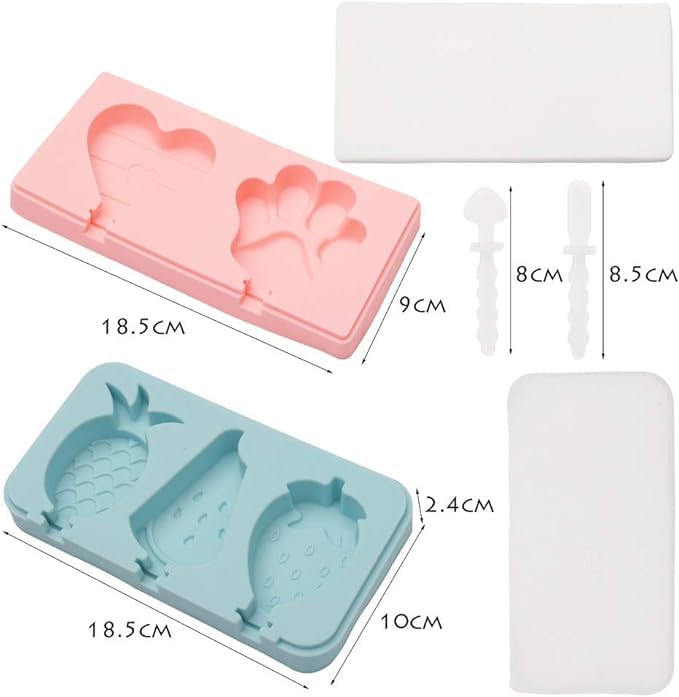 DIY kreative Ice Cream Form wiederverwendbar, 2er-Pack Eisformen, Silikon-Eis am Stiel-Formen-Set mit Deckel, for Erwachsene