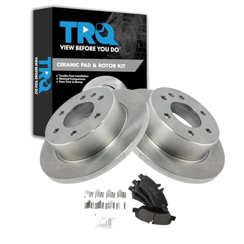 Image of TRQ Rear Brake Pad and Rotor Set Ceramic Compatible with 2007-2009 Dodge Sprinter 2500 2007-2018 Freightliner 2500 2010-2018 Mercedes-Benz Sprinter 2500