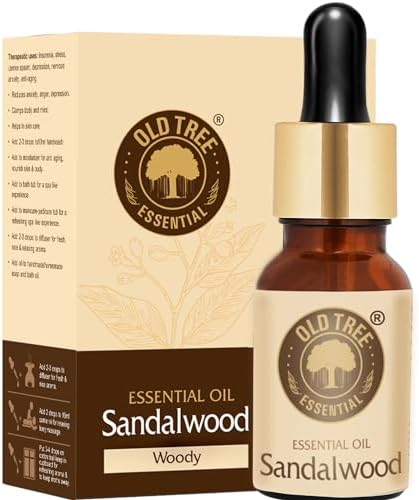 Old Tree Pure Sandalwood Essential Oil for Fragrance, Skin, Bathing (30ml) - Chandan Oil with Dropper for Stress Relief & Relaxation - Organic Oil for Aromatherapy, Diffuser, Soap & Candle Making