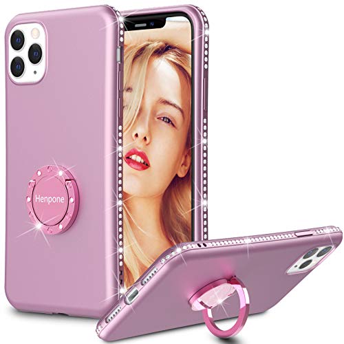 iPhone 11 Pro Max Case, Henpone Women Girls Cover with Kickstand Ring Holder Flash Rhinestone Diamond Sparkle Bling Glitter Cute Case for Apple iPhone 11 Pro Max 6.5