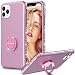 iPhone 11 Pro Max Case, Henpone Women Girls Cover with Kickstand Ring Holder Flash Rhinestone Diamond Sparkle Bling Glitter Cute Case for Apple iPhone 11 Pro Max 6.5" 2019 - Pink Purple