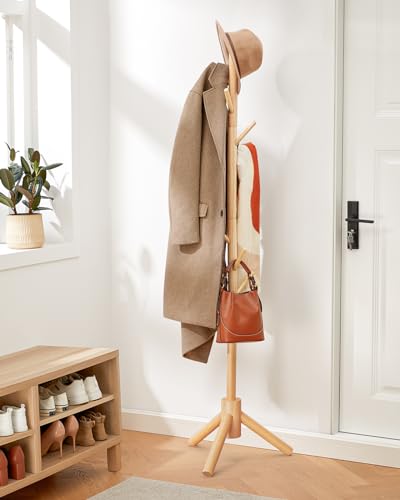 Amada Homefurnishing AMWCR01N Coat Rack Stand, Wooden Coat Rack Freestanding thumb #5
