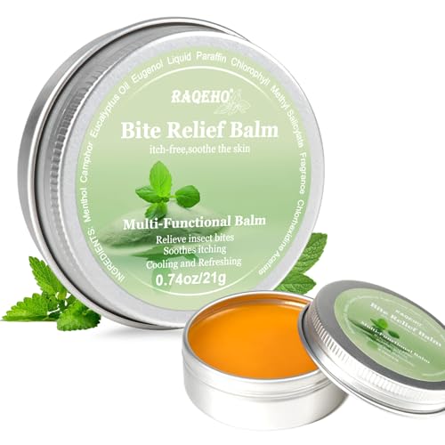 RAQEHO Mosquito Bite Itch Relief Cream 0.74oz Anti Itch Bug Insect After Bite Treatment Cream Travel Sting Sunburn Heat Rash Skin Cooling Stop Itching Balm Summer Camping Hiking Travel Essentials
